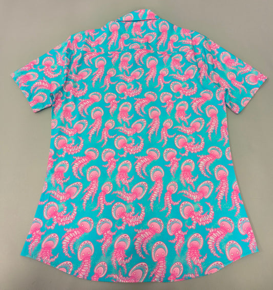 Mauve Stinger | Button Up Shirt with Rounded Hem