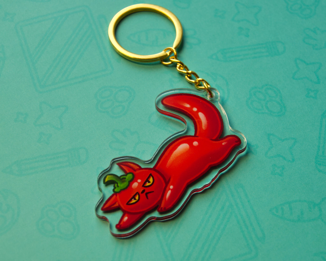 Jalapeno Chili Cat - Acrylic Charm