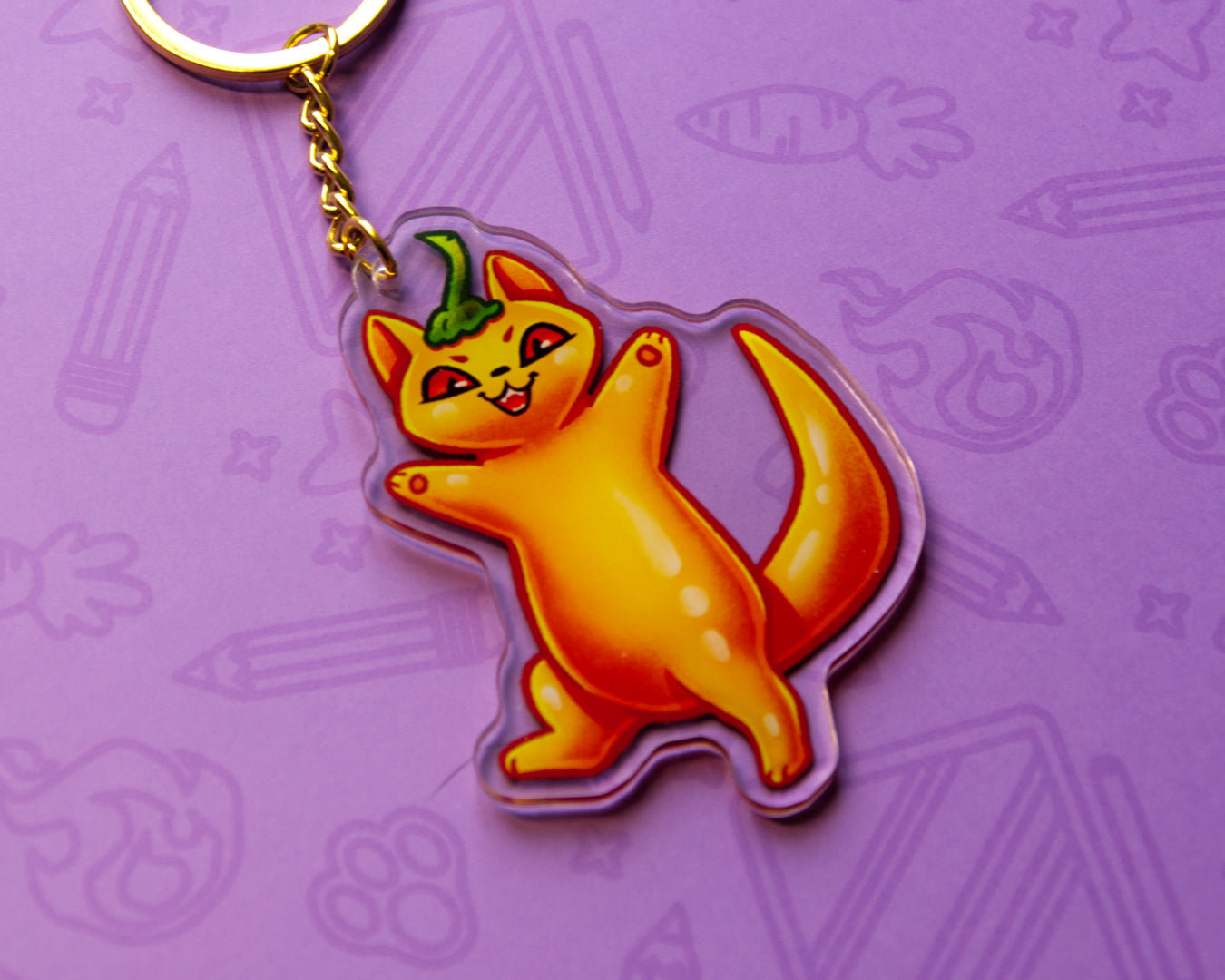 Hungarian Hot Wax Chili Cat - Acrylic Charm