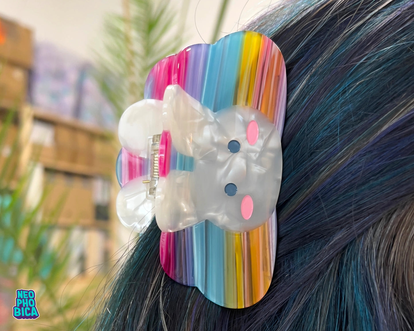 Rainbow Bunny - Hair Claw