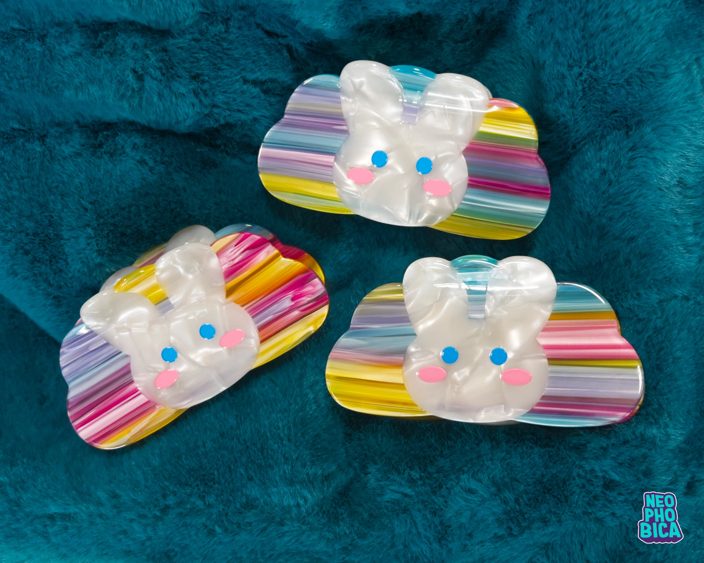 Rainbow Bunny - Hair Claw