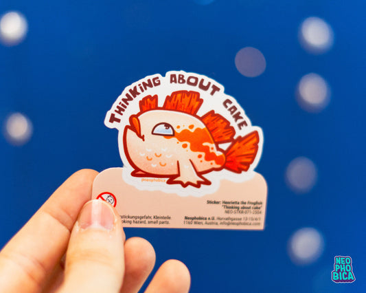 Henrietta the Frogfish - Thinking about Cake | Vinyl Sticker
