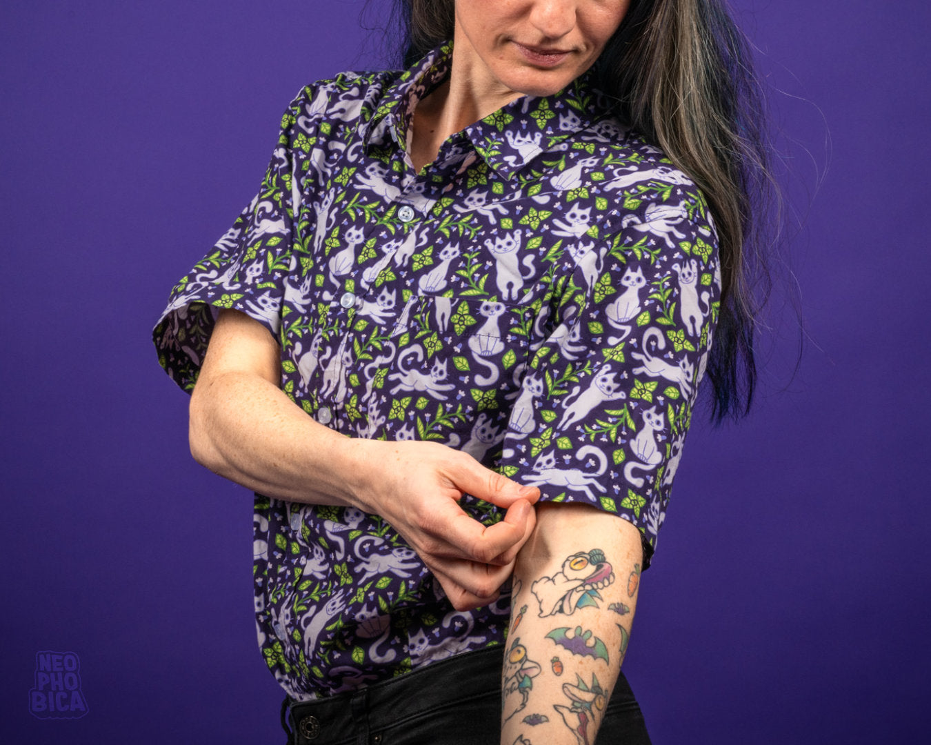 Minty Kittens - Button Up Shirt