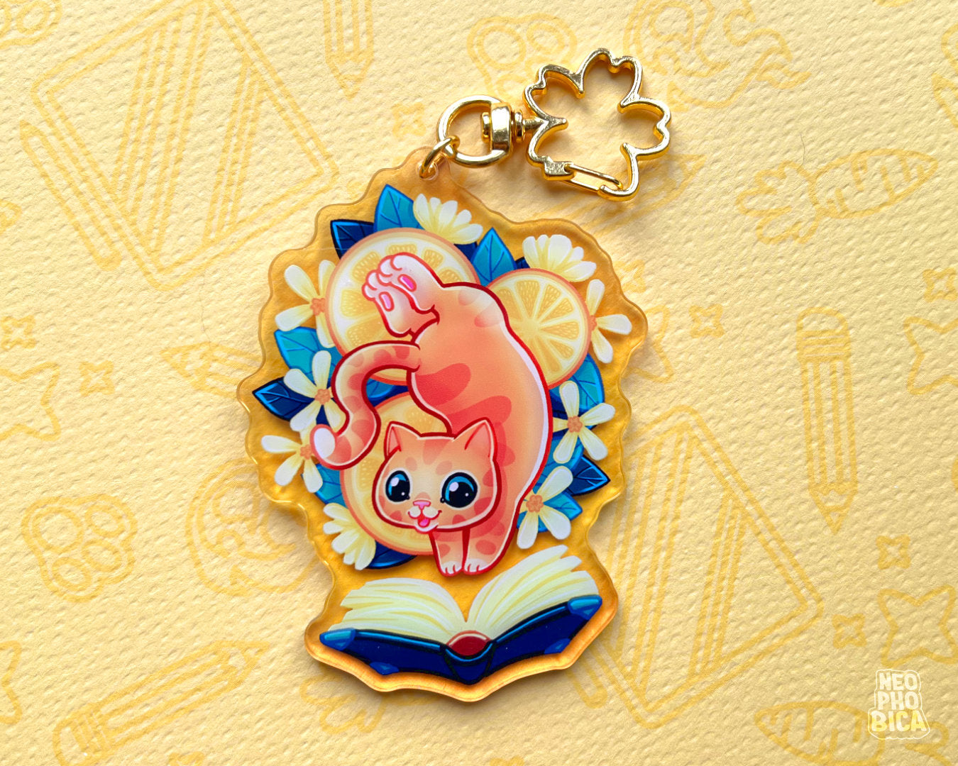 Orange Story Diver Cat - Acrylic Charm