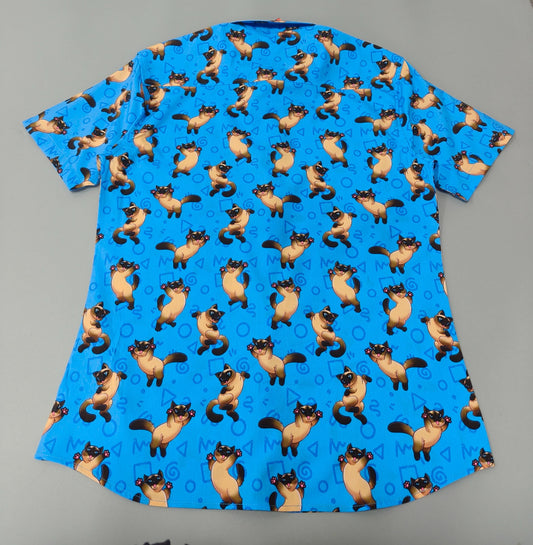 Bouncy Siamese | Button Up Shirt with Rounded Hem