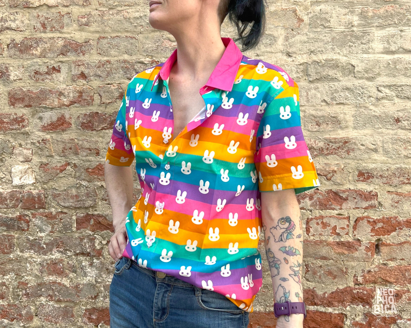 Rainbow Bunnies - Button Up Shirt