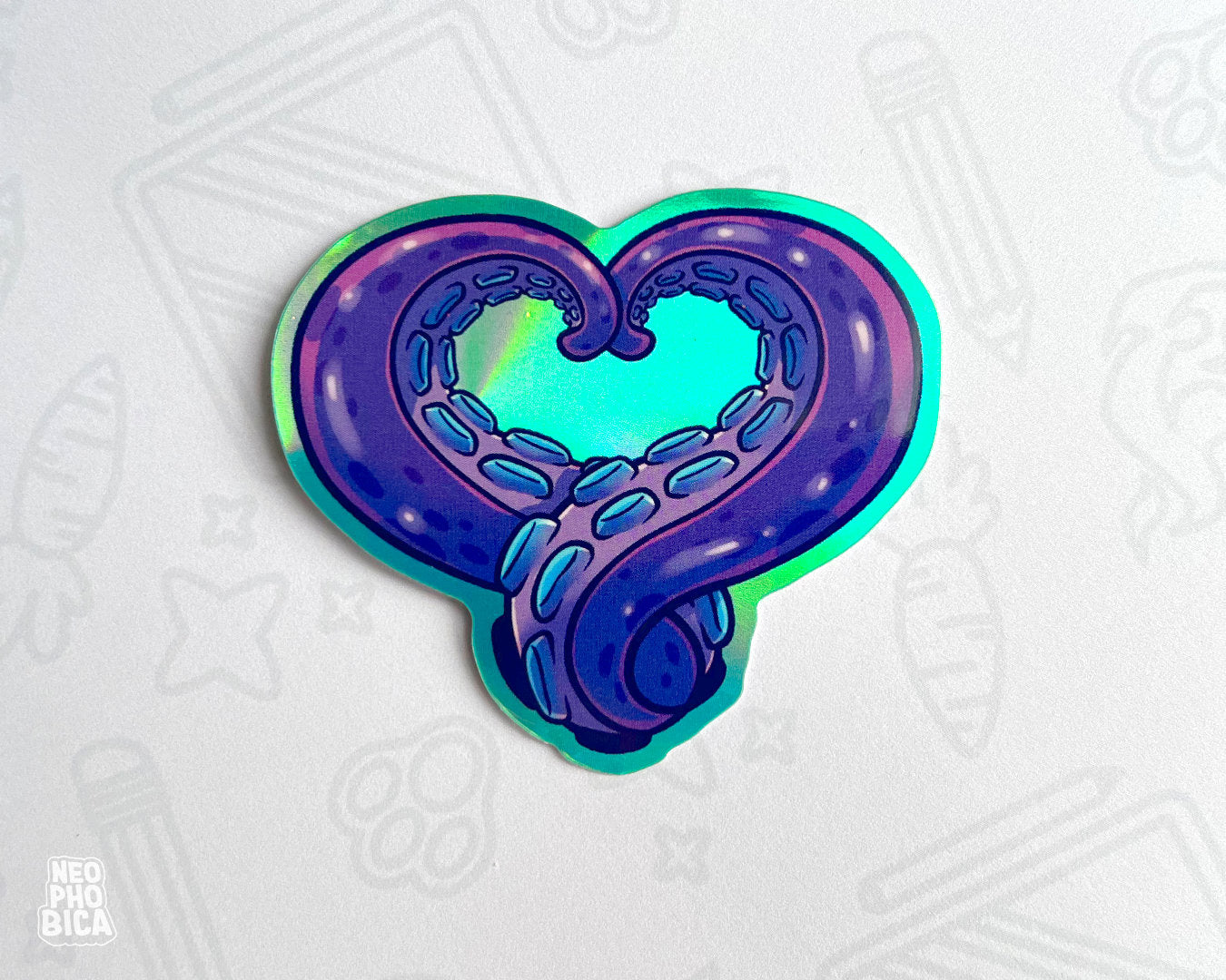 Tentacle Heart Purple - Holographic Sticker