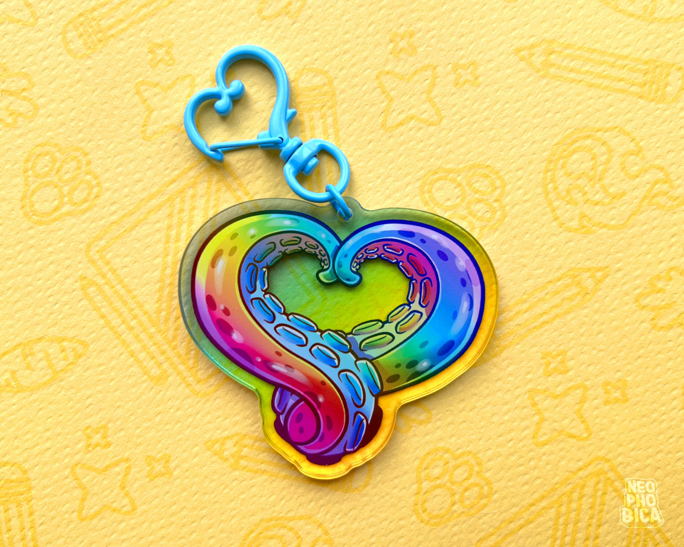 Tentacle Heart Rainbow - Acrylic Charm