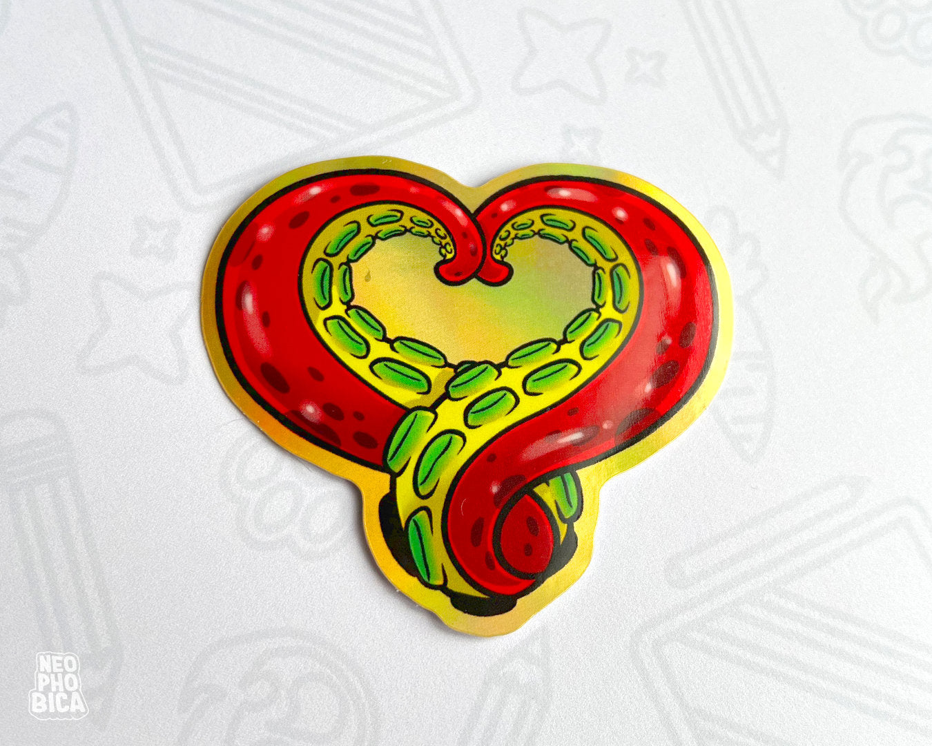 Tentacle Heart Red - Holographic Sticker