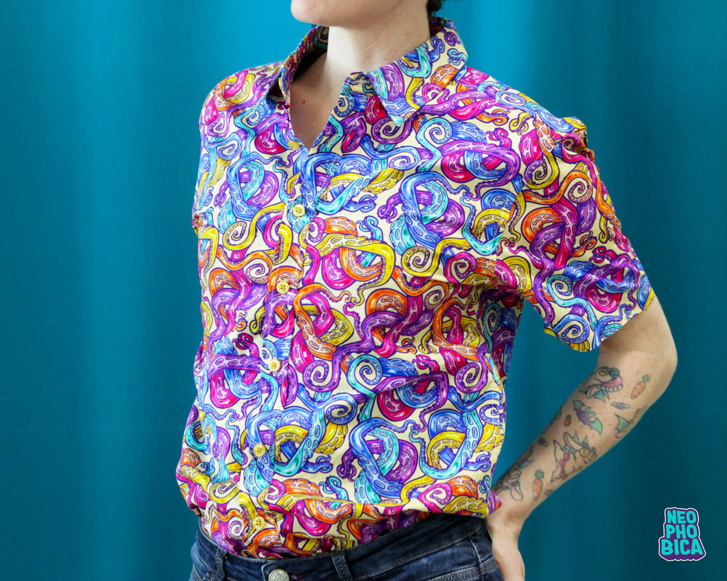 Rainbow Tentacles - Button Up Shirt