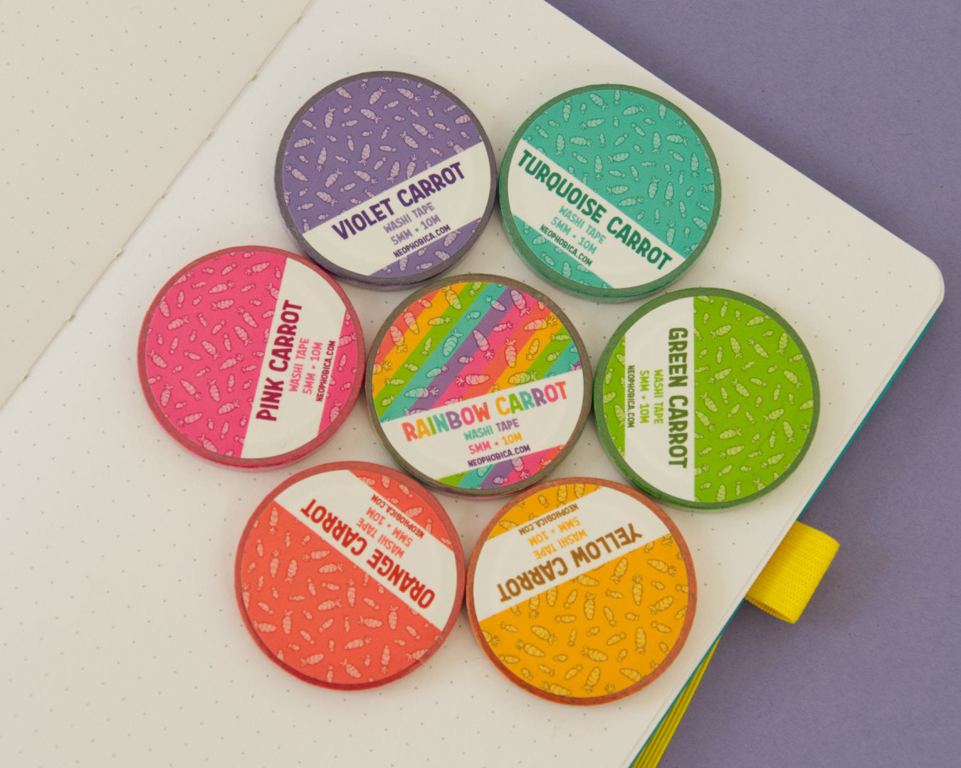 Rainbow Carrot 5 mm - Washi Tape SET
