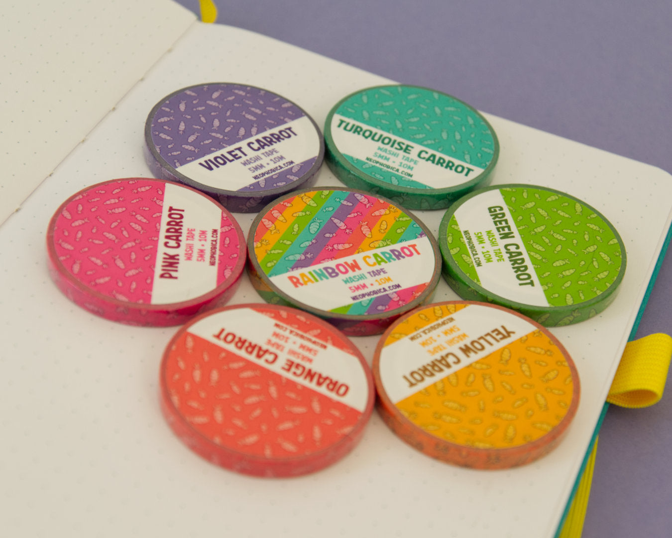 Rainbow Carrot 5 mm - Washi Tape SET