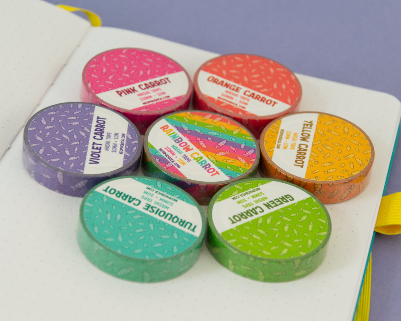 Rainbow Carrot 10 mm - Washi Tape SET