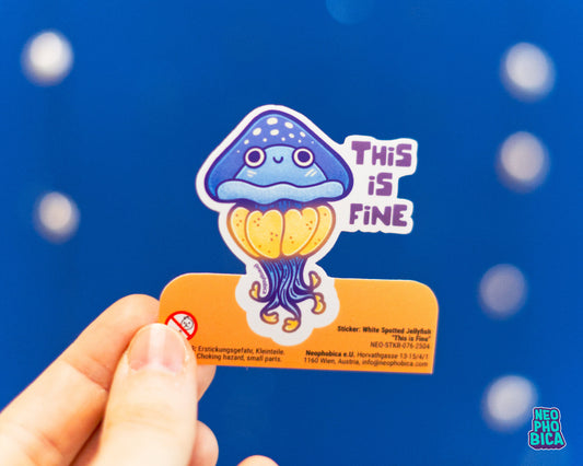 White Spotted Jellyfish - This is Fine | Vinyl Sticker