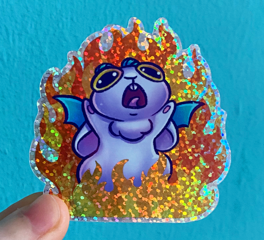 Rufus on Fire - Glitter Sticker