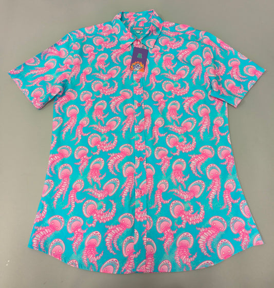 Mauve Stinger | Button Up Shirt with Rounded Hem