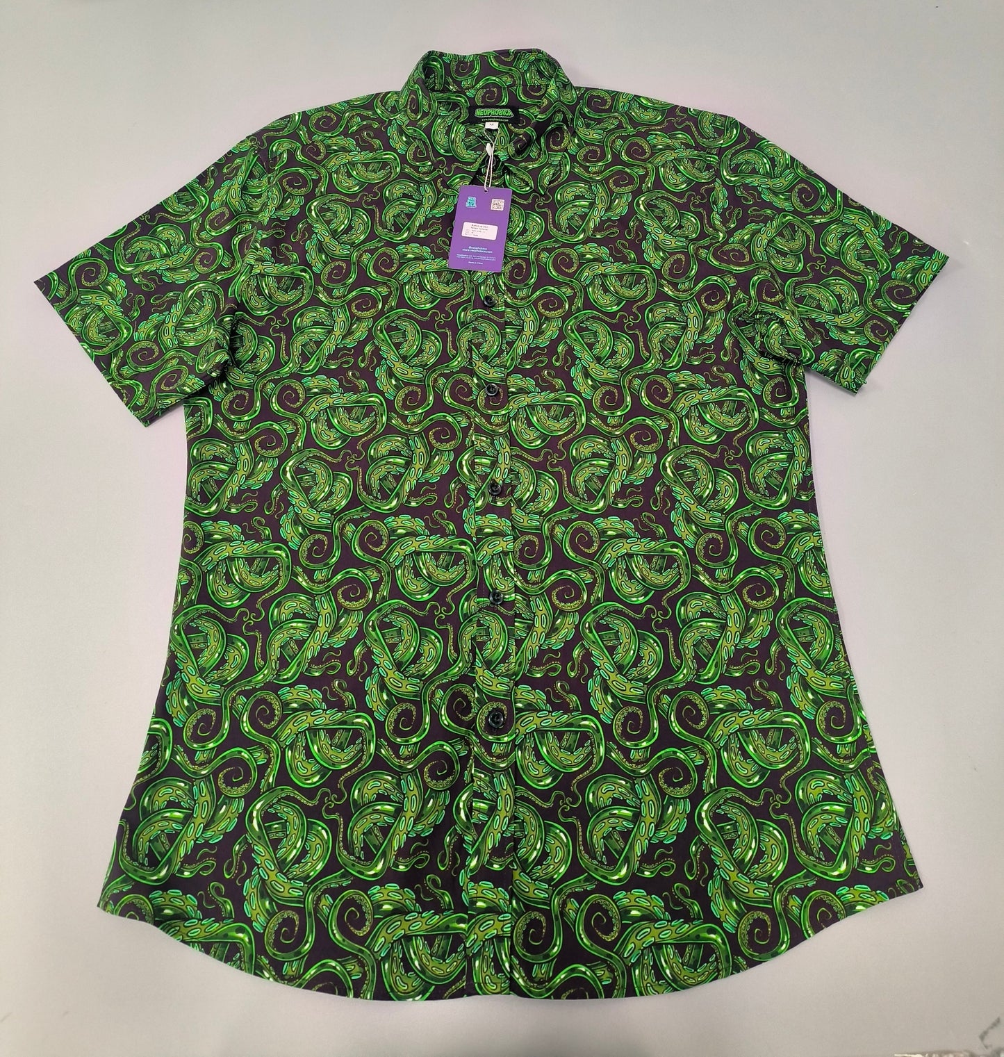 Peridot Tentacles | Button Up Shirt with Rounded Hem