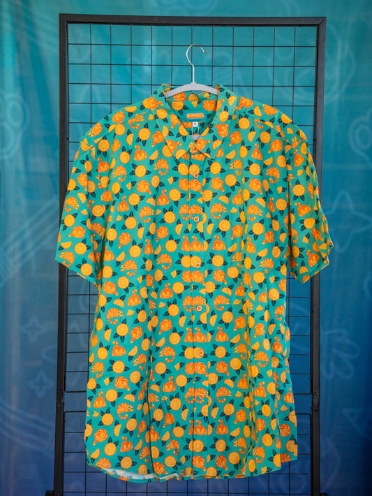 Chonky Oranges - Button Up Shirt with Rounded Hem