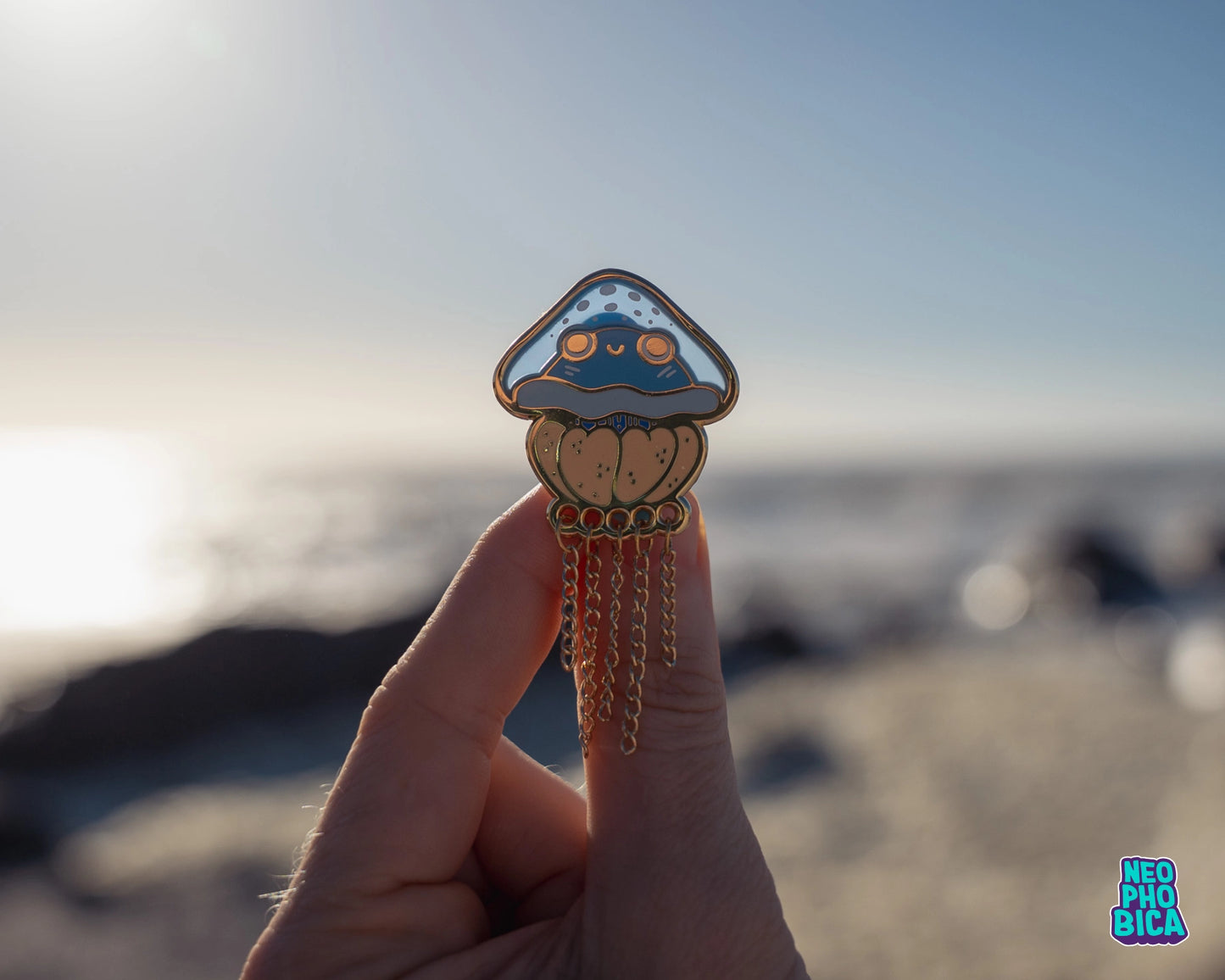White Spotted Jellyfish - Stained Glass Enamel Pin