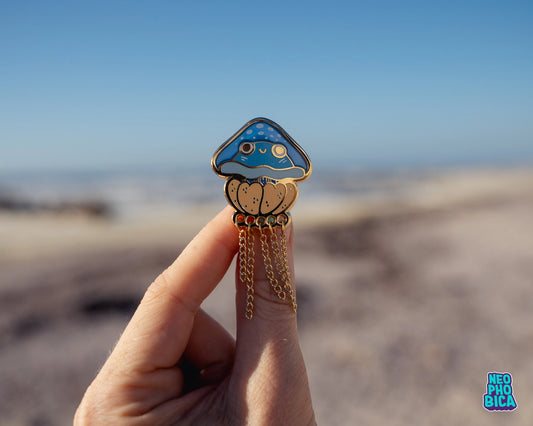 White Spotted Jellyfish - Stained Glass Enamel Pin