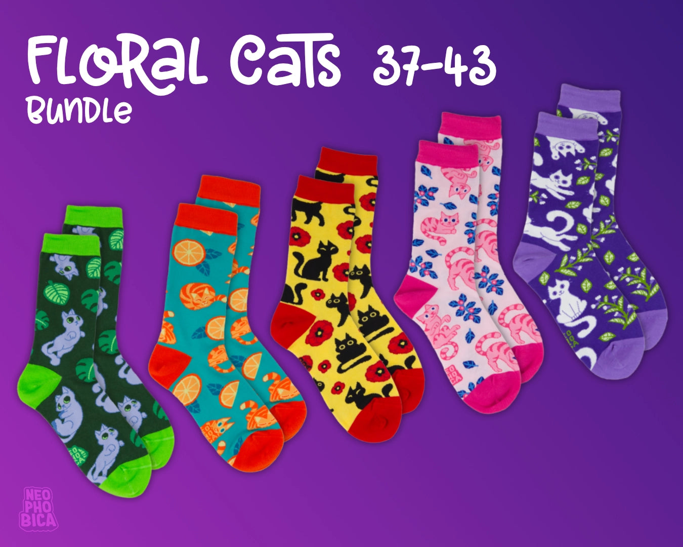 Floral Cats - Sock Bundle (37-43)