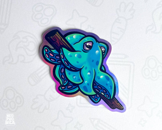 Kraken on a Stick Blue - Holographic Sticker