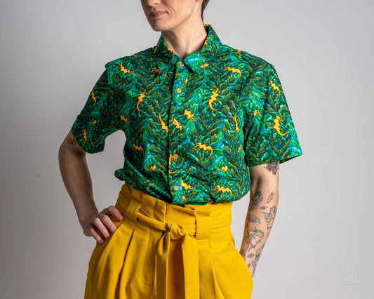 Leafy Sea Dragon | Button Up Shirt with Rounded Hem