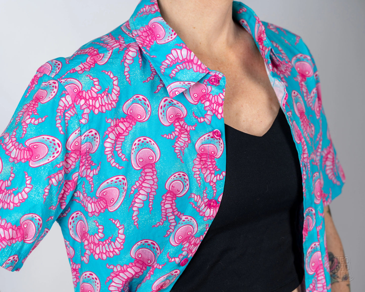 Mauve Stinger | Button Up Shirt with Rounded Hem