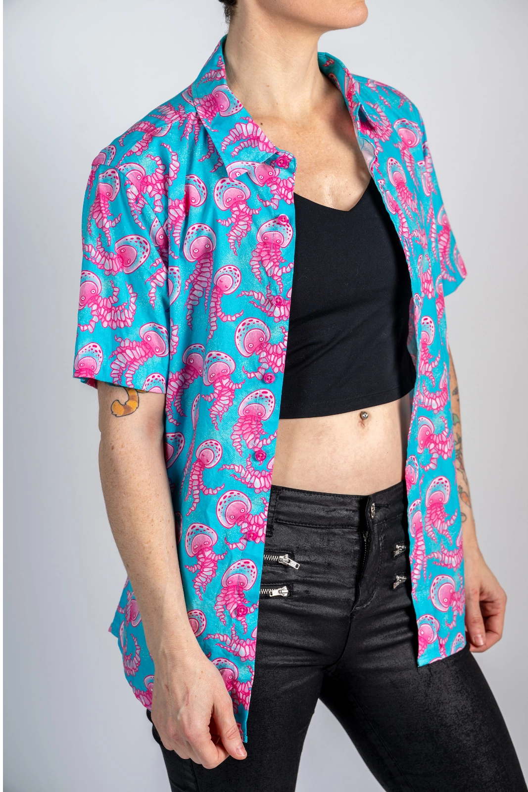 Mauve Stinger | Button Up Shirt with Rounded Hem