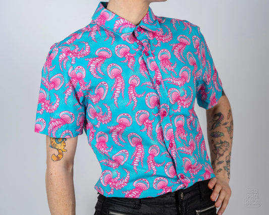 Mauve Stinger | Button Up Shirt with Rounded Hem