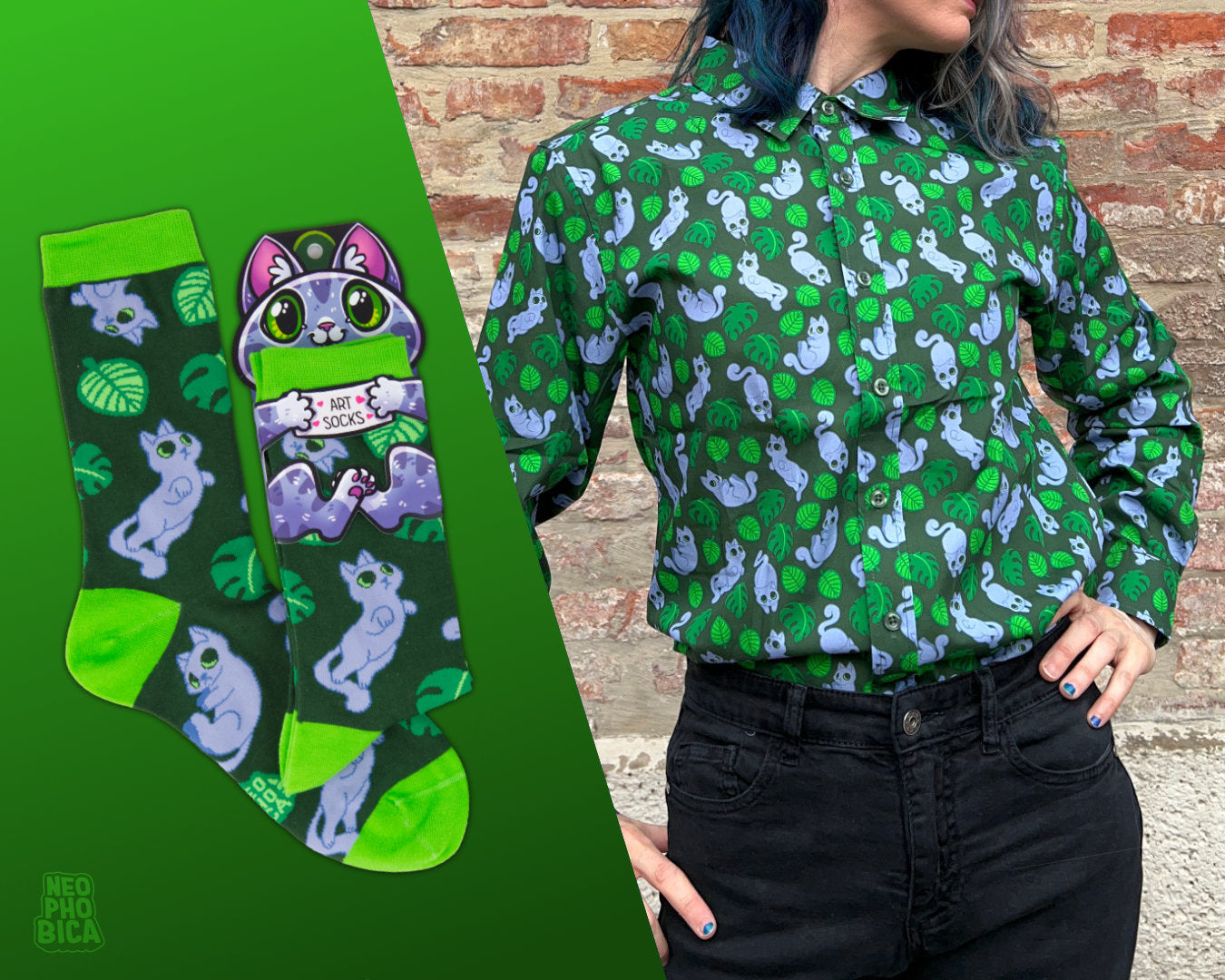 Monstera Blue Shirt & Socks Bundle