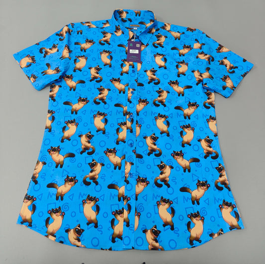Bouncy Siamese | Button Up Shirt with Rounded Hem