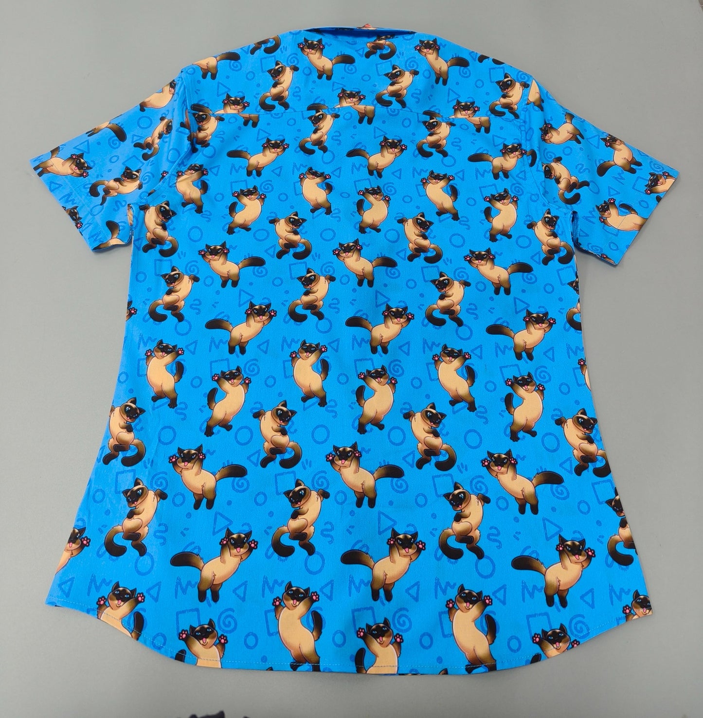 Bouncy Siamese | Button Up Shirt with Rounded Hem