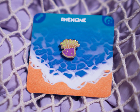 Purple-Green Anemone | Mini Enamel Pin