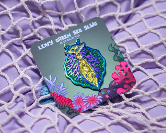 Leafy Green Sea Slug | Enamel Pin