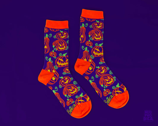 Spooky Pumpkins Purple - Socks