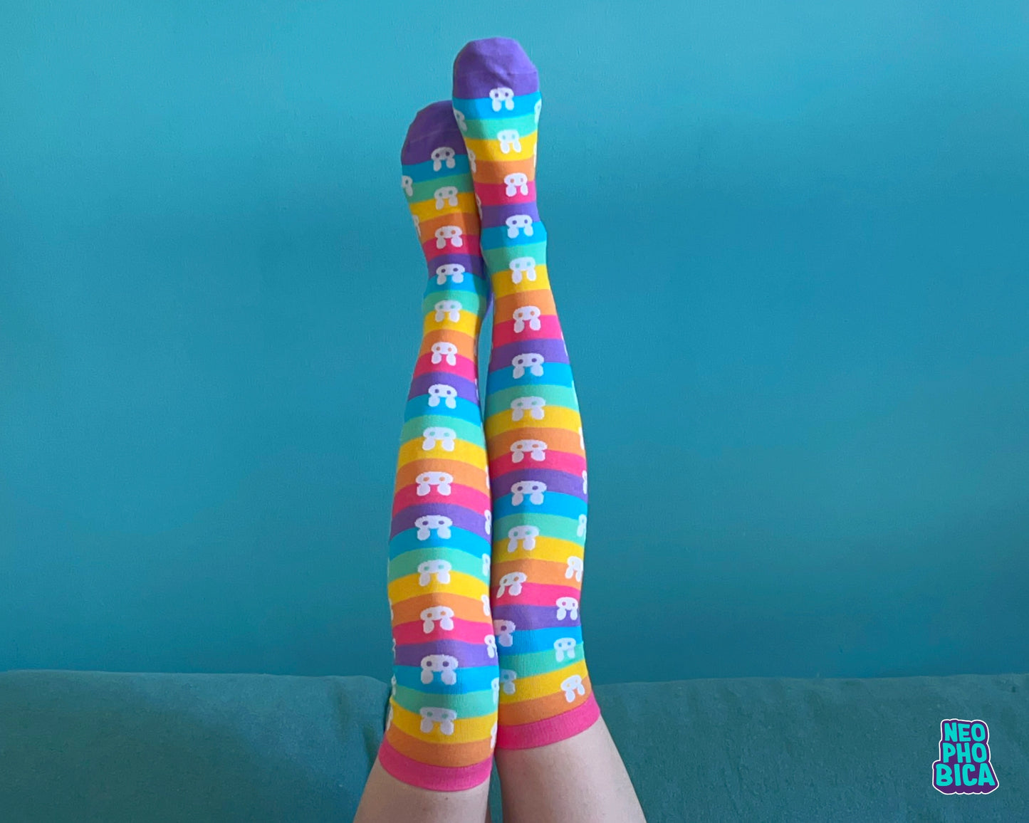 Rainbow Bunnies - Overknee Socks