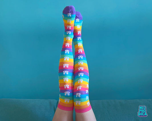 Rainbow Bunnies - Overknee Socks