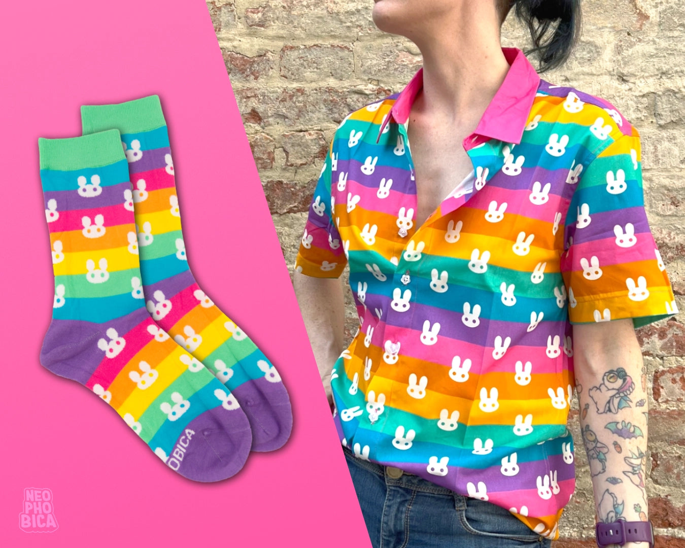 Rainbow Bunnies Shirt & Socks Bundle