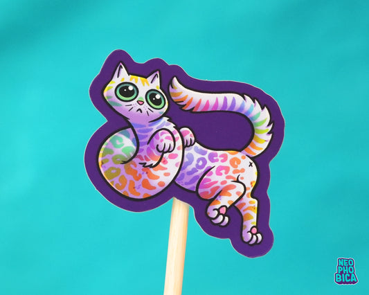 Spineless Rainbow Kitten - Matte Holo Sticker