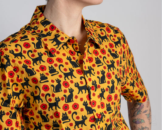 Poppy Voids | Button Up Shirt with Rounded Hem