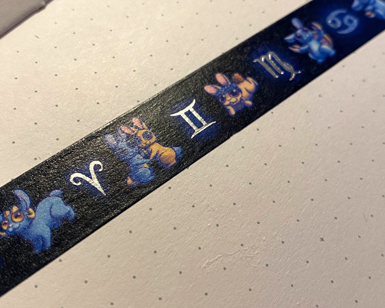 Zodiac Bunnies - 15 mm Silver Foil Washi Tape