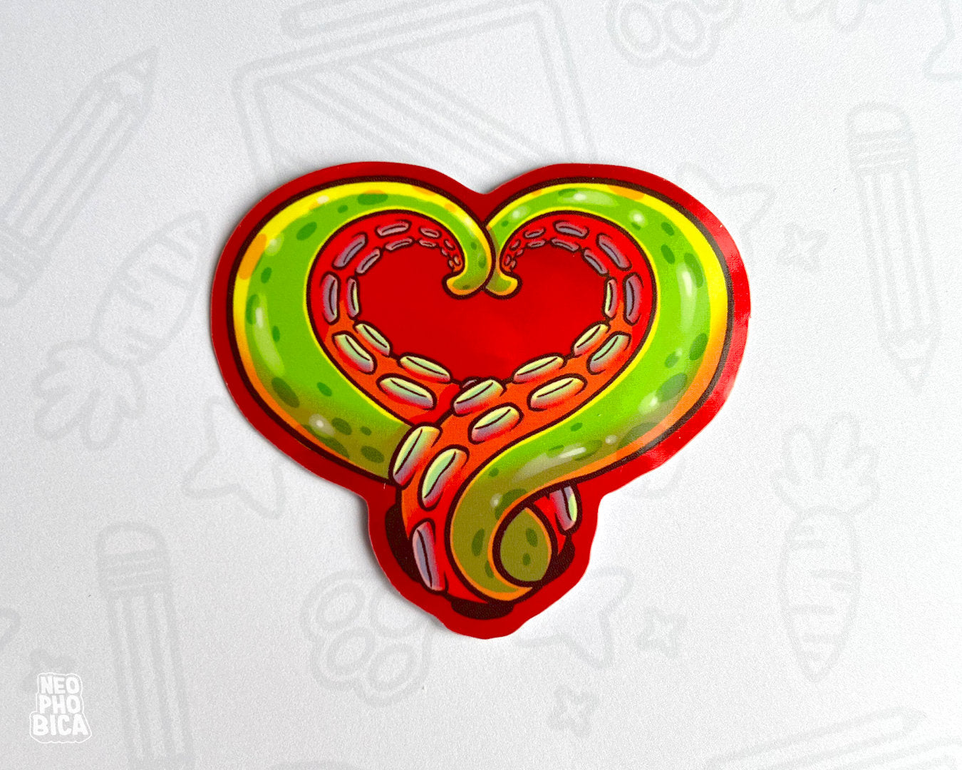 Tentacle Heart Green - Holographic Sticker