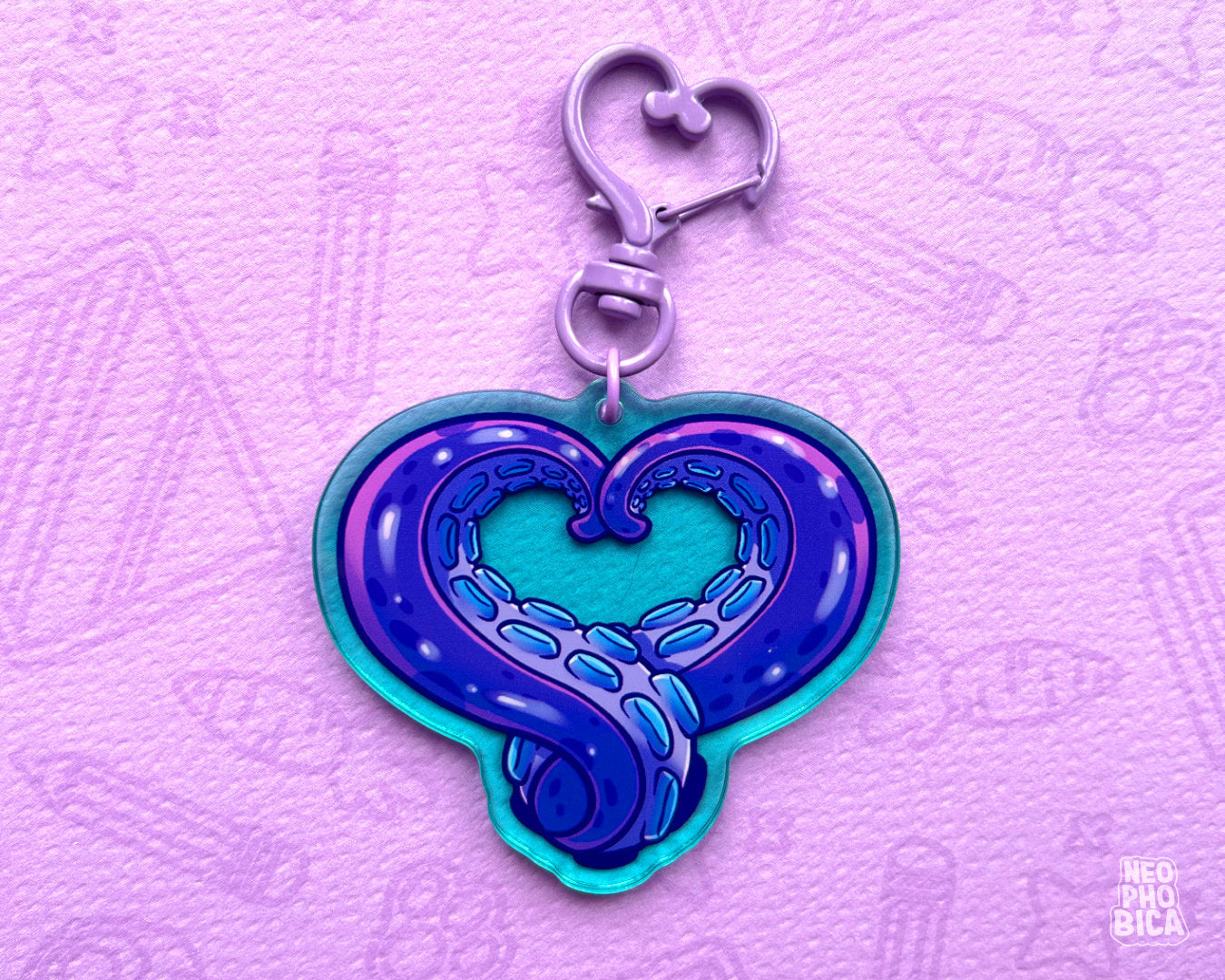 Tentacle Heart Purple - Acrylic Charm