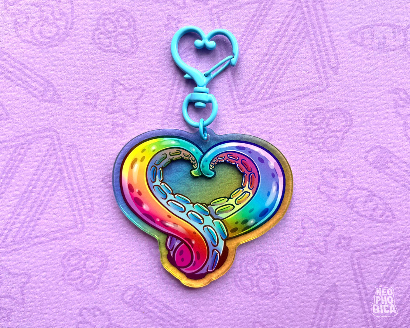 Tentacle Heart Rainbow - Acrylic Charm