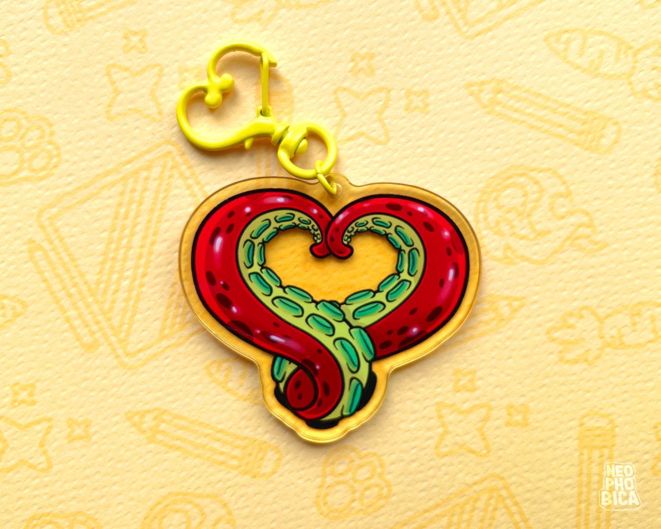 Tentacle Heart Red - Acrylic Charm