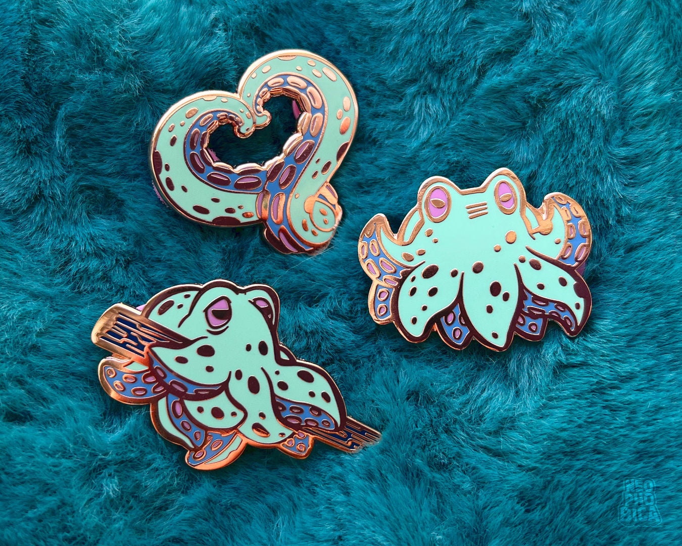 Kraken Mint/Rosegold - Enamel Pin SET