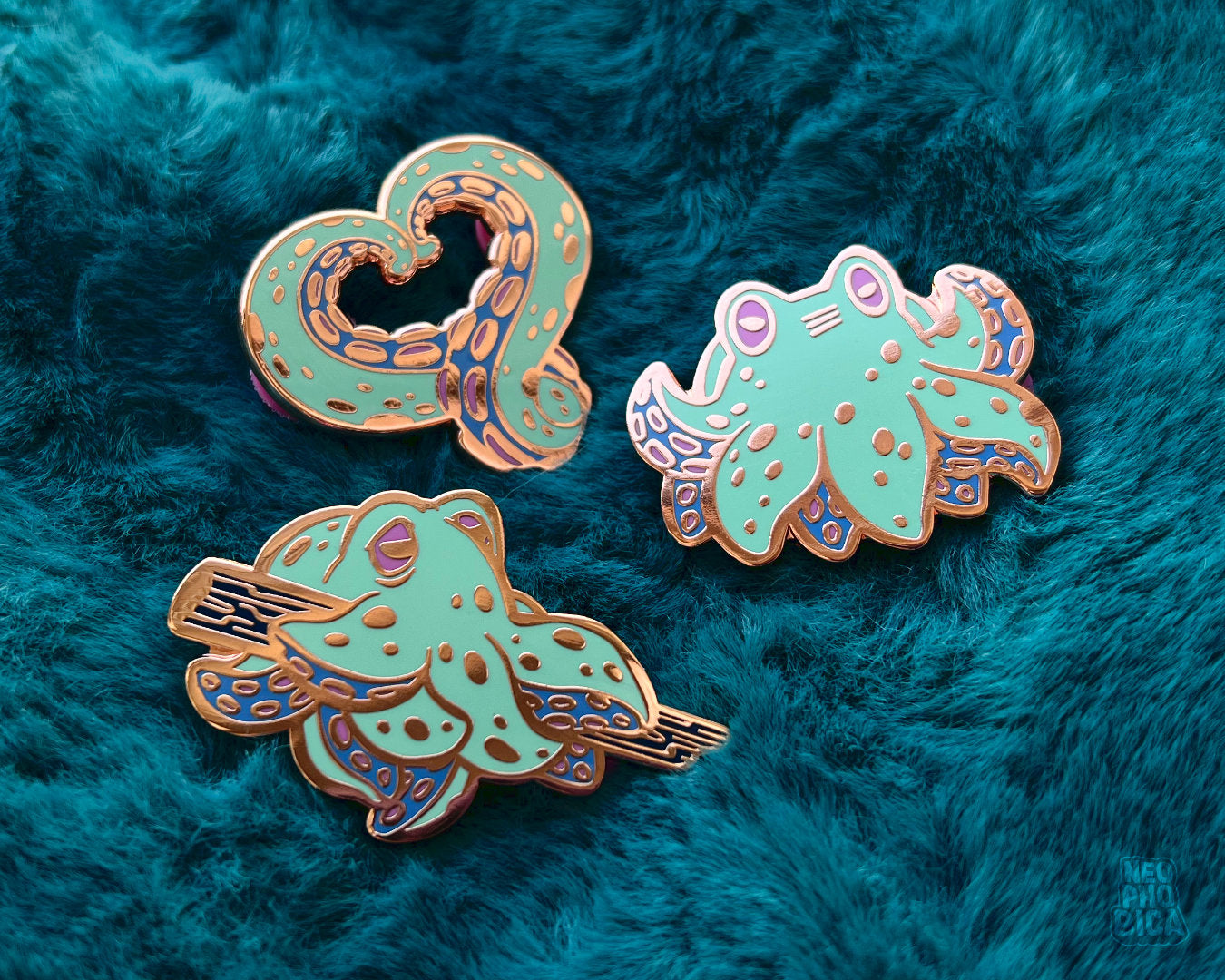 Kraken Mint/Rosegold - Enamel Pin SET