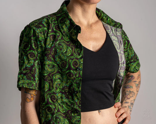 Peridot Tentacles | Button Up Shirt with Rounded Hem