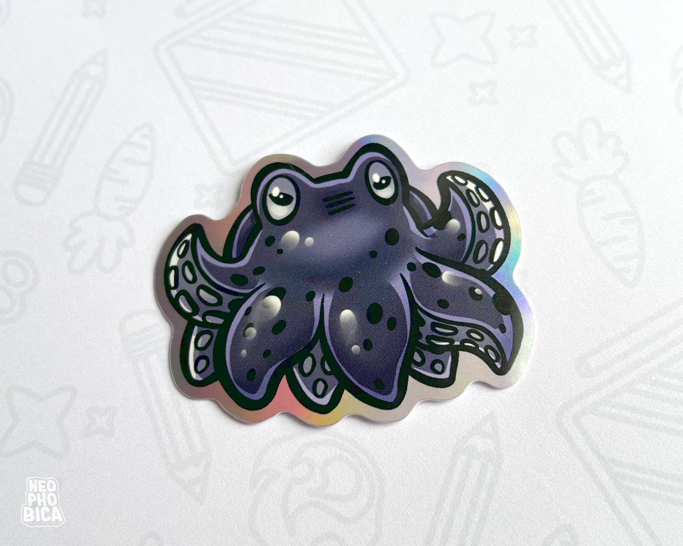 Tiny Kraken Black - Holographic Sticker